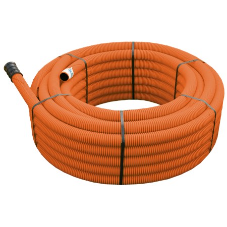 Kabelrör dubbelvägg m dragtråd, Orange 50/42 Ring 50m